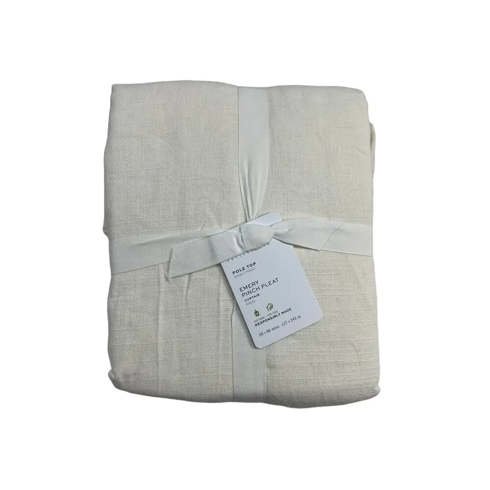 NWT! Pottery Barn‎ Pole Top Lined Emery Pinch Pleat Curtain 50x96 in IVORY
